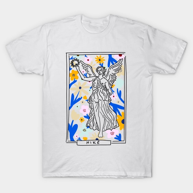 Niké Greek Goddess floral. T-Shirt by candelanieto